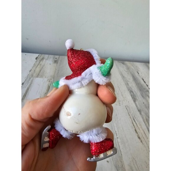 Ksa‎ Kurt Adler vintage snowman skier skating ornament Xmas tree glitter - Picture 7 of 10